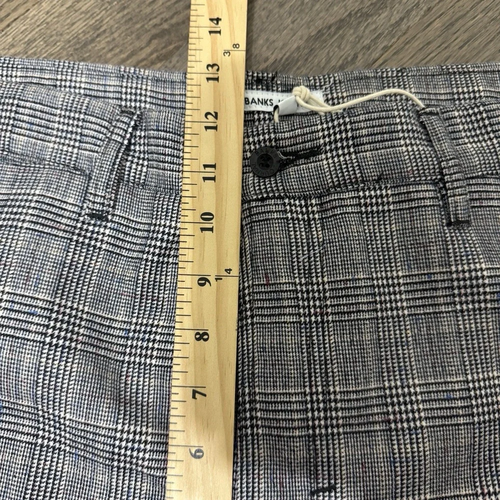 Banks Journal Men's Slim Tapered Crop Downtown Check Pant 36 Grey Plaid New